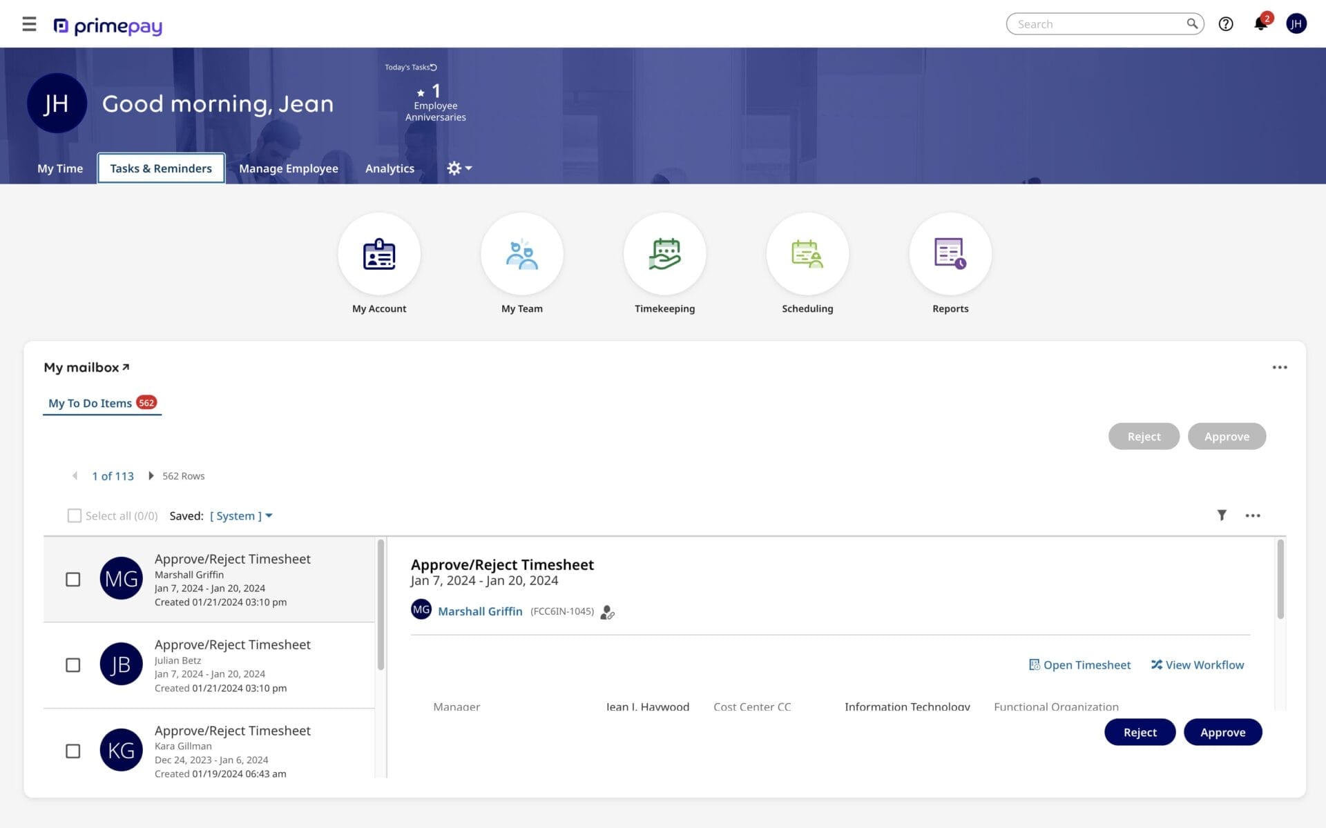 Setting Up and Running Payroll for Your Business 2 PrimePay Time - Manager Dashboard