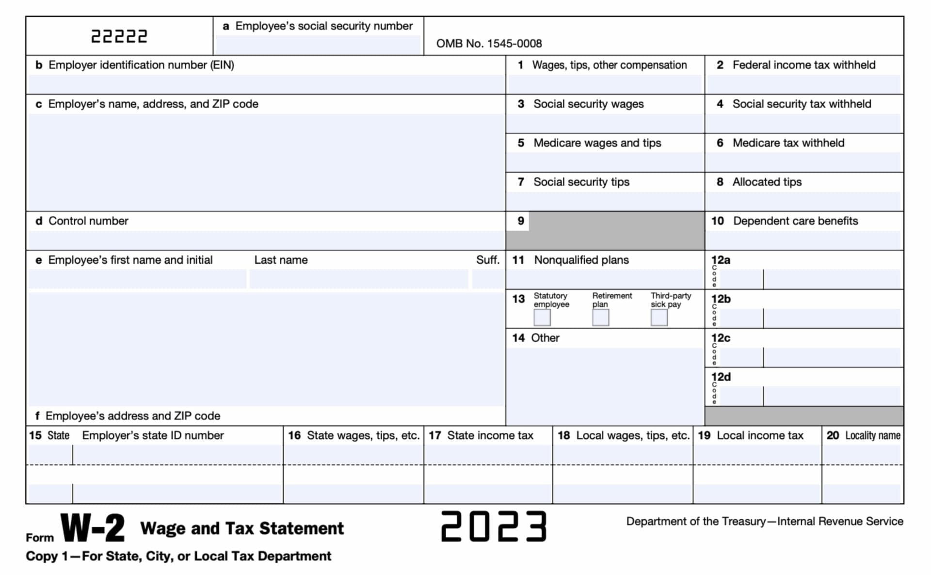 Year-End Payroll Checklist for Businesses 4 Screenshot of W-2 IRS Form